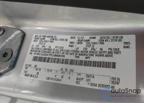 2014 Ford Escape Se z USA, uszkodzony, nr VIN 1FMCU0GX7EUB68556